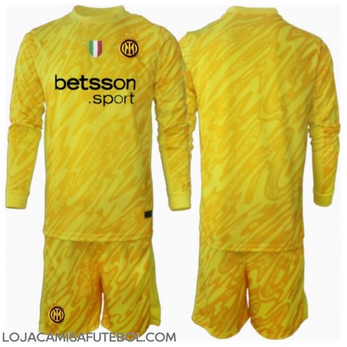 Camisa de Futebol Inter Milan Goleiro Equipamento Secundário Infantil 2024-25 Manga Comprida (+ Calças curtas)